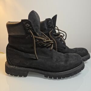 Timberland Black Nubuck Lace-Up Work Boots
